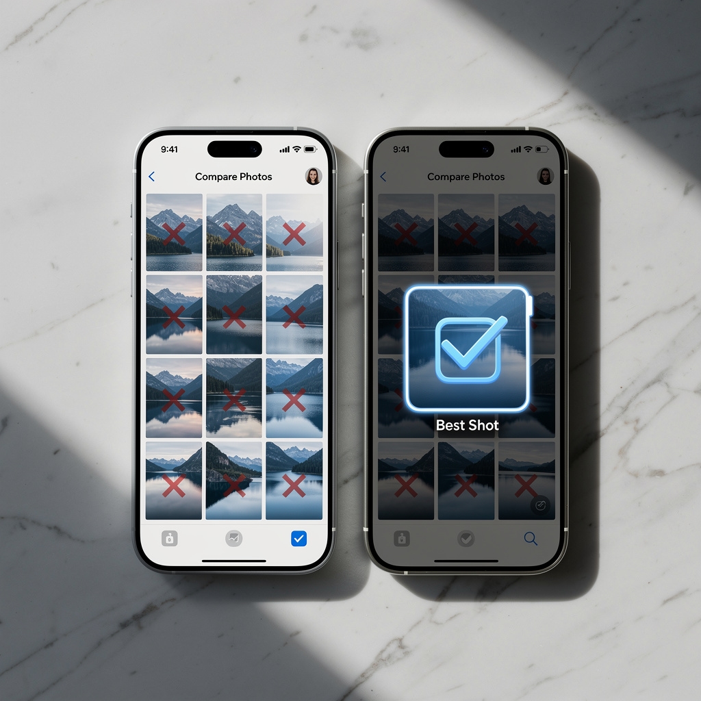 Duplicate photo detection screen grouping similar images for review